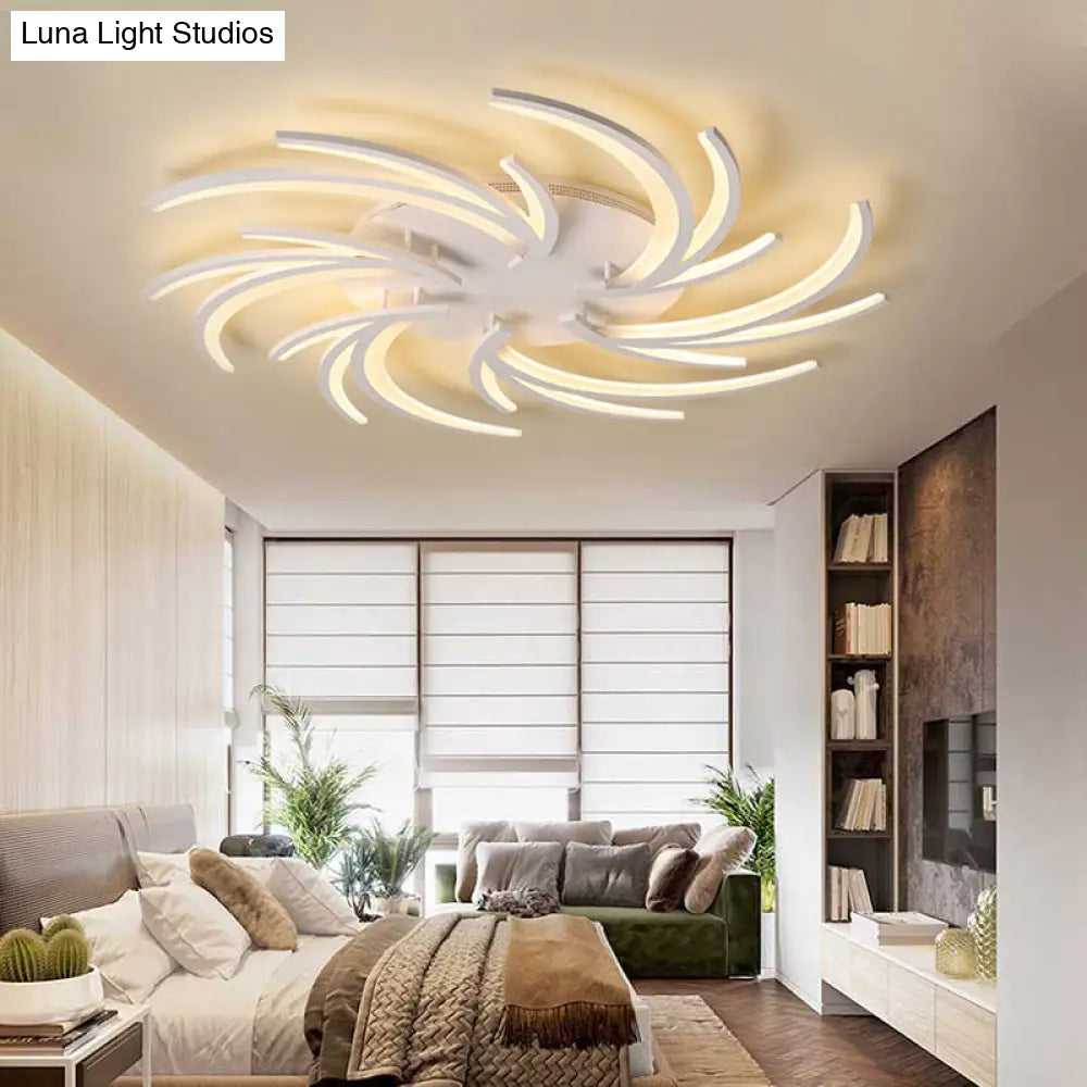 Modern Swirl Flush Mount Lamp - Acrylic Ceiling Fixture With 3/4/5 Lights For White Bedroom
