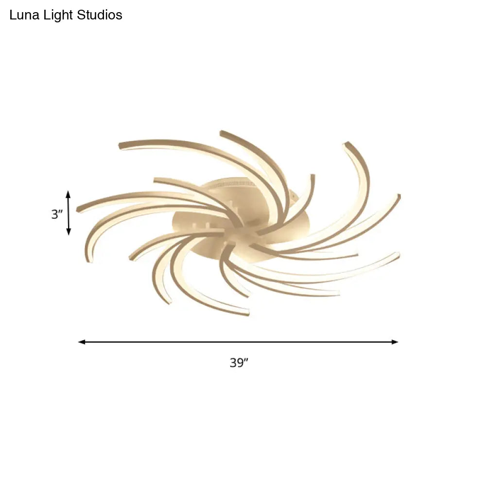Modern Swirl Flush Mount Lamp - Acrylic Ceiling Fixture With 3/4/5 Lights For White Bedroom