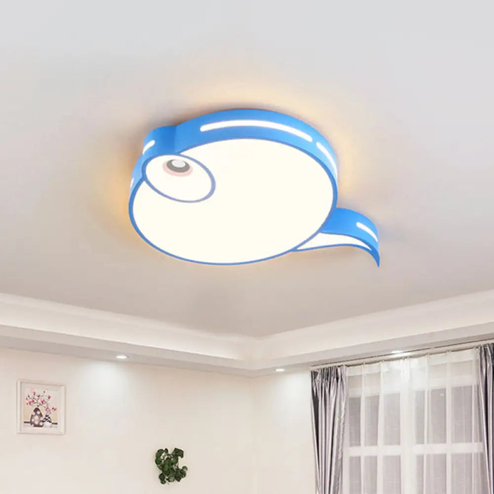 Modern Tadpole Ceiling Light - Acrylic Led Flush Mount In Gray/Blue/Pink Blue