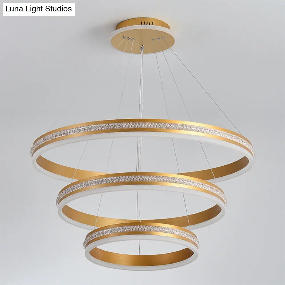 Modern Tiers Led Chandelier: Minimalist Acrylic Parlor Ring Suspension Light