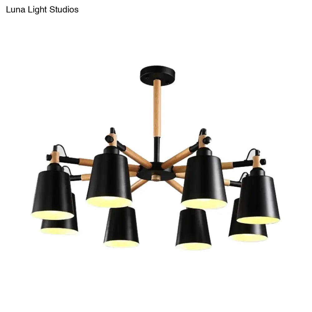 Modern Trapezoid Shade Chandelier - 8 Light Metal Hanging For Living Room