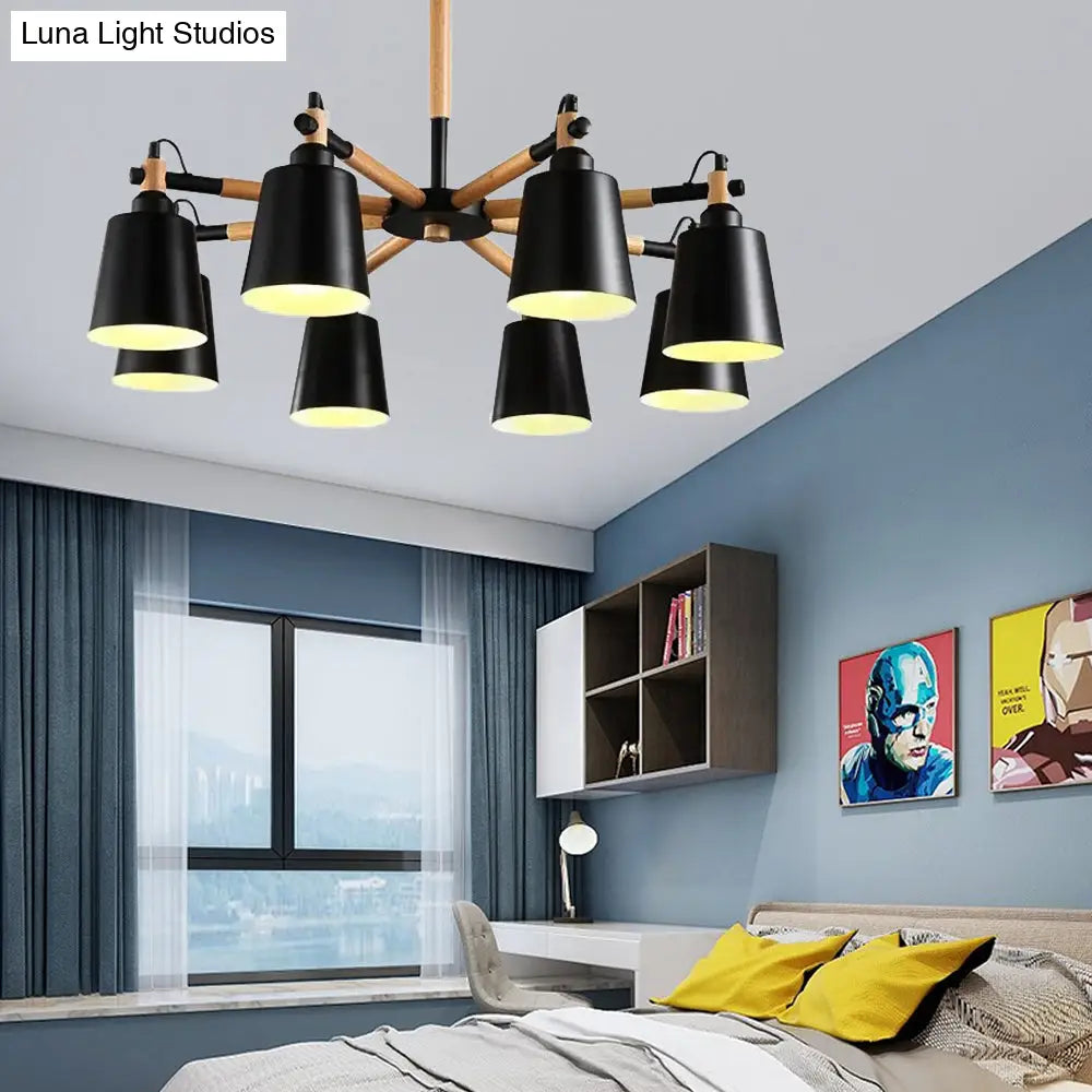 Modern Trapezoid Shade Chandelier - 8 Light Metal Hanging For Living Room