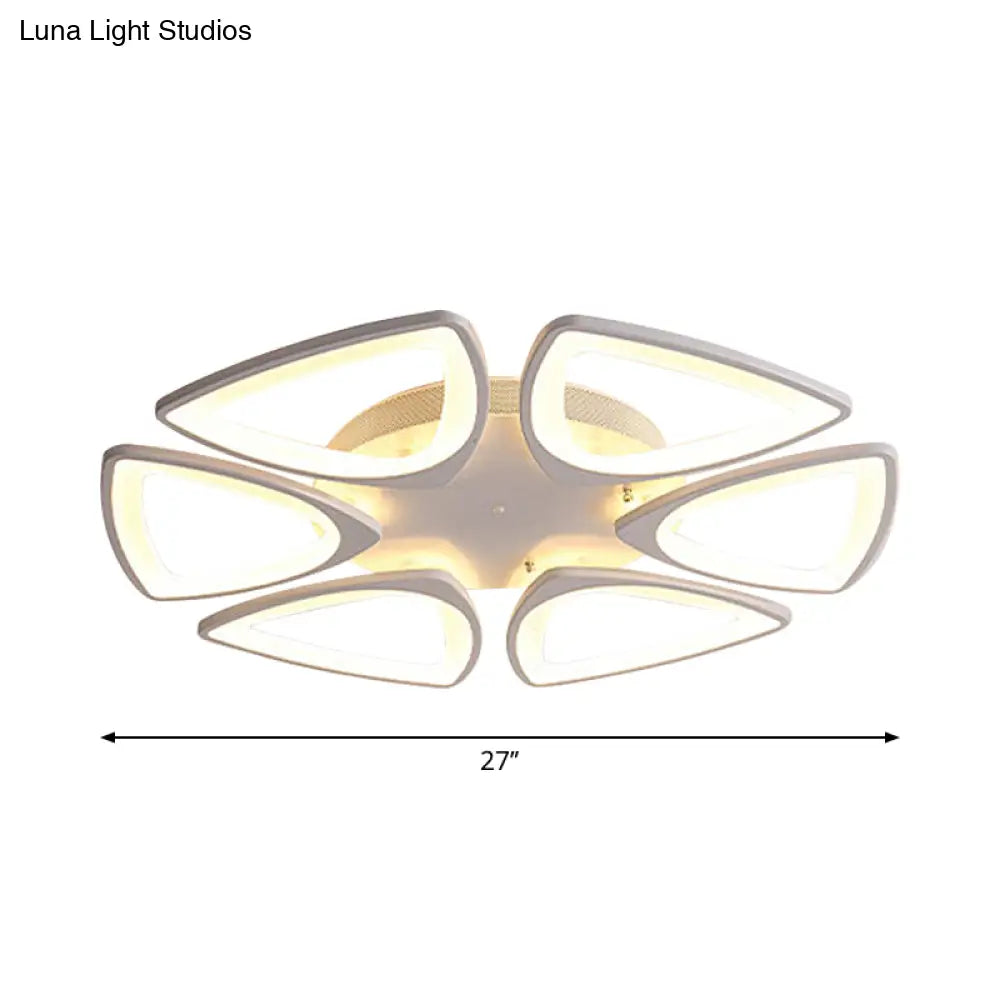 Modern Triangle Flower Acrylic Semi Flush Mount Ceiling Lamp - Minimalist Style (5/12/18 Heads) In