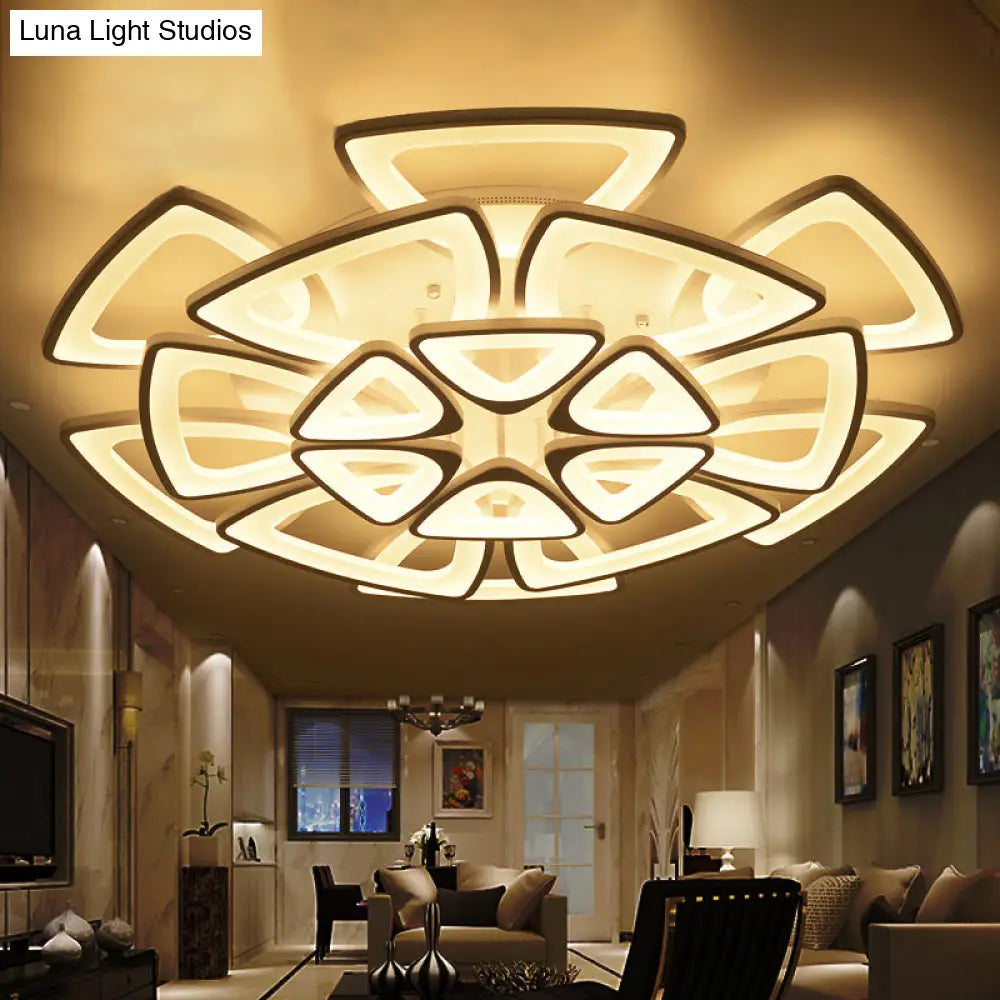 Modern Triangle Flower Acrylic Semi Flush Mount Ceiling Lamp - Minimalist Style (5/12/18 Heads) In