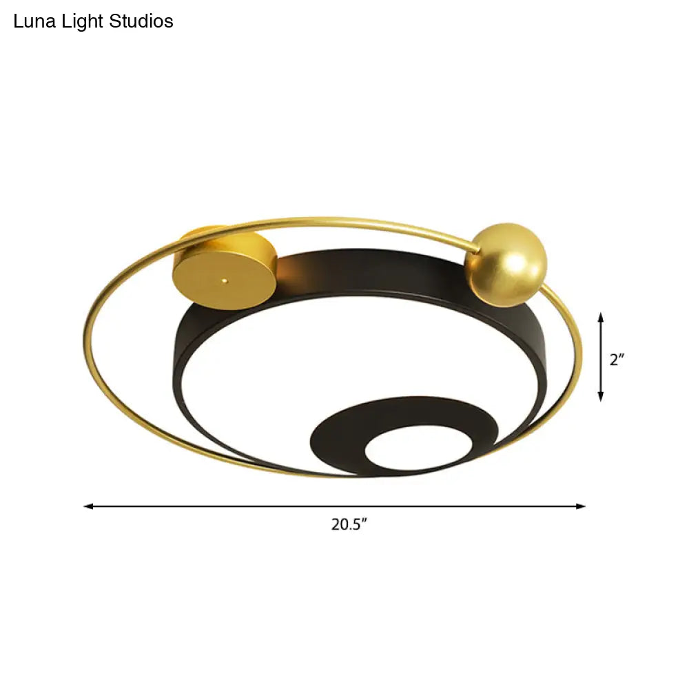 Modern Vintage Metal Flushmount Led Lighting In Warm Light With Diffuser - Square/Round Black/White