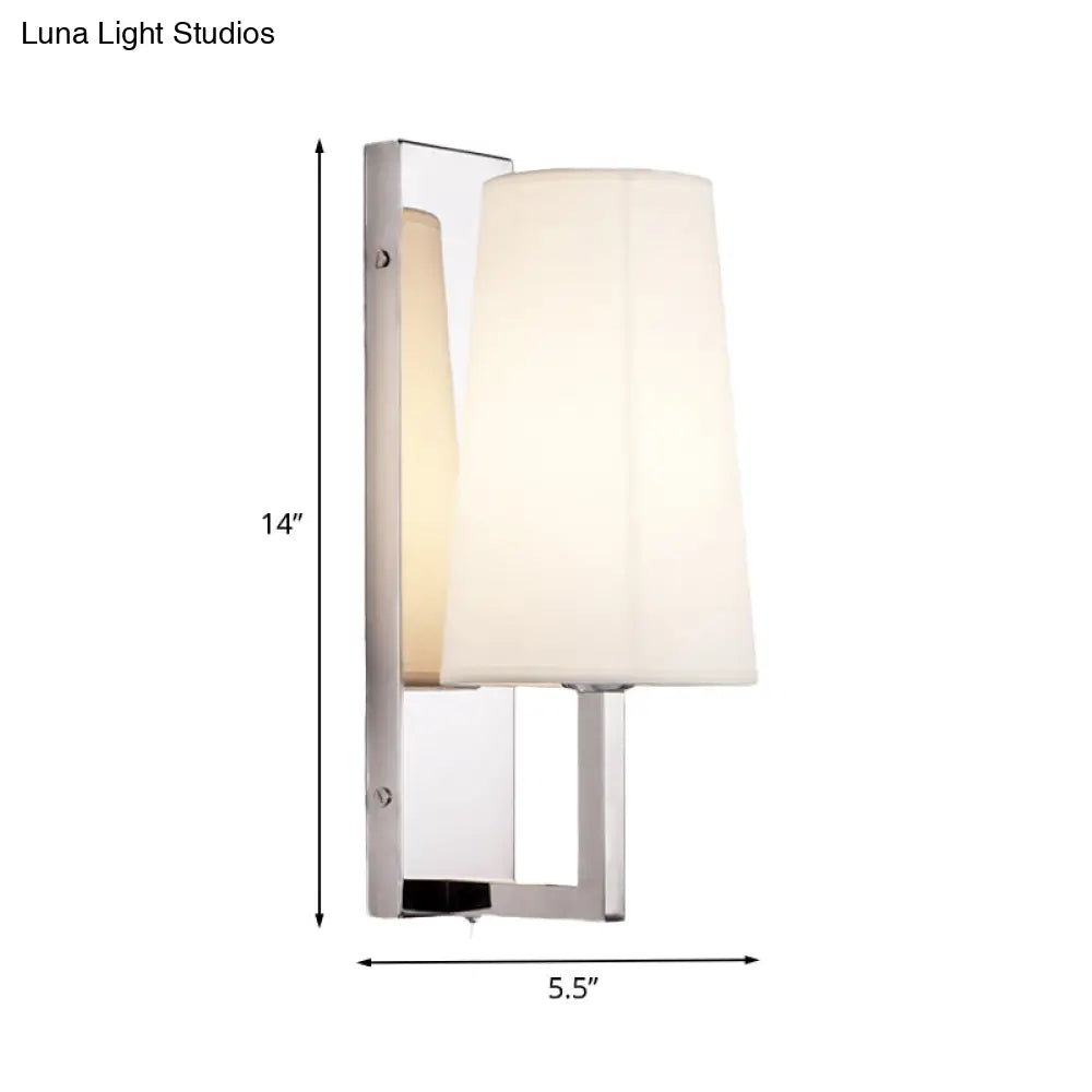 Modern Wall Sconce Light: Stainless Steel Rectangle With Handmade Cone Fabric Shade