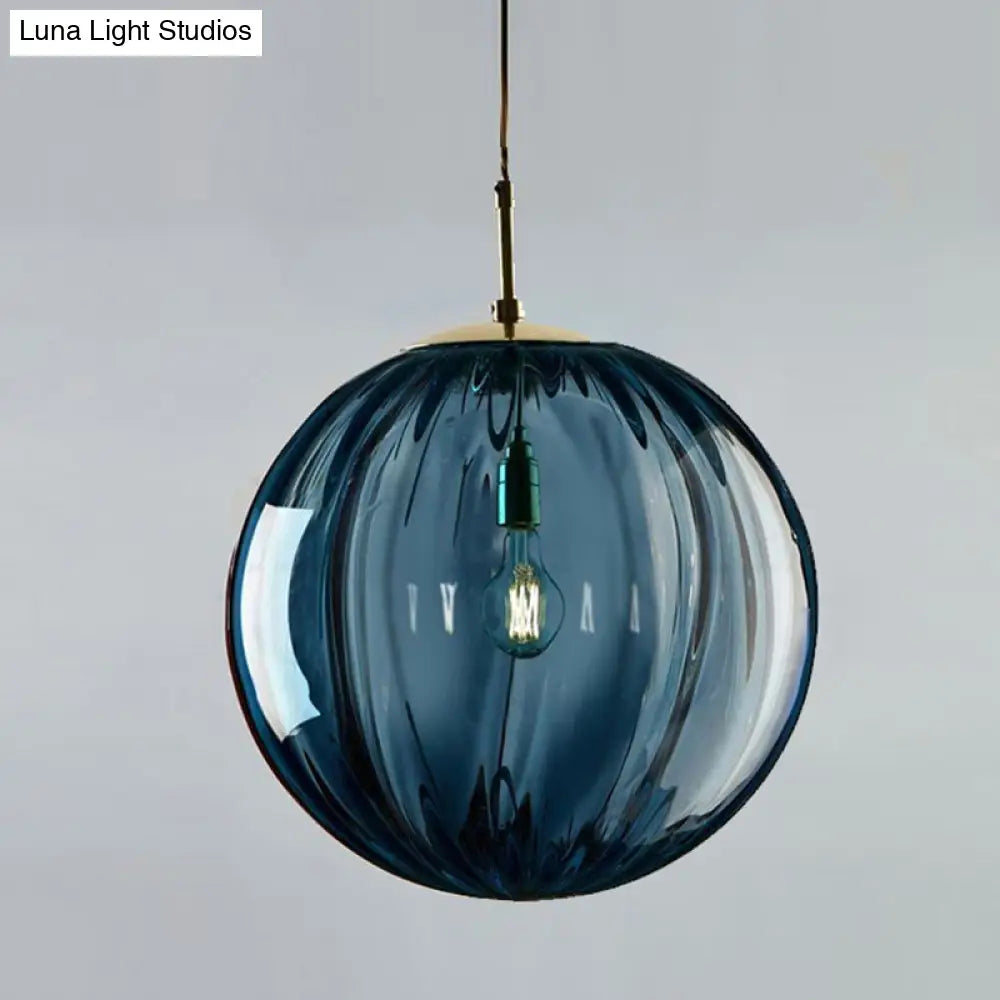 Modern Water Glass Hanging Light Fixture For Restaurants - 1-Light Round Ceiling Pendant