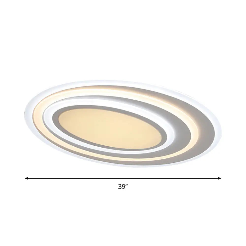 Modern White Acrylic Led Ceiling Light - Flush Mount Surface Lighting Available In 19.5/23.5/39