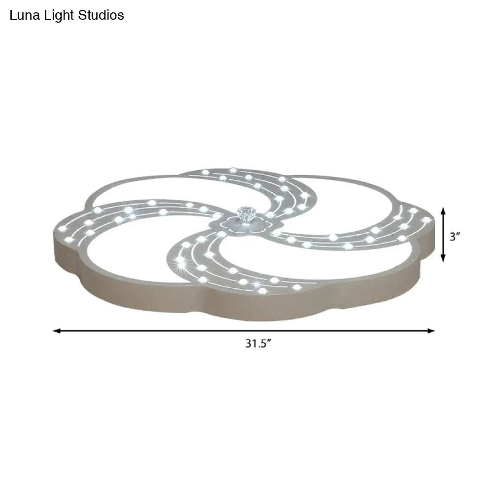 Modern White Acrylic Swirl Flushmount Lights - 18’/19.5’/31.5’ Creative Flush Mount Light For