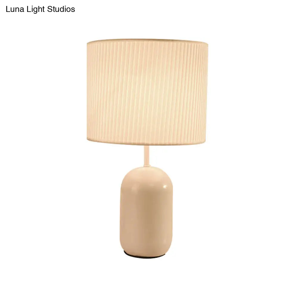 Modern White/Black Drum Study Lamp With Led Reading Light For Bedroom