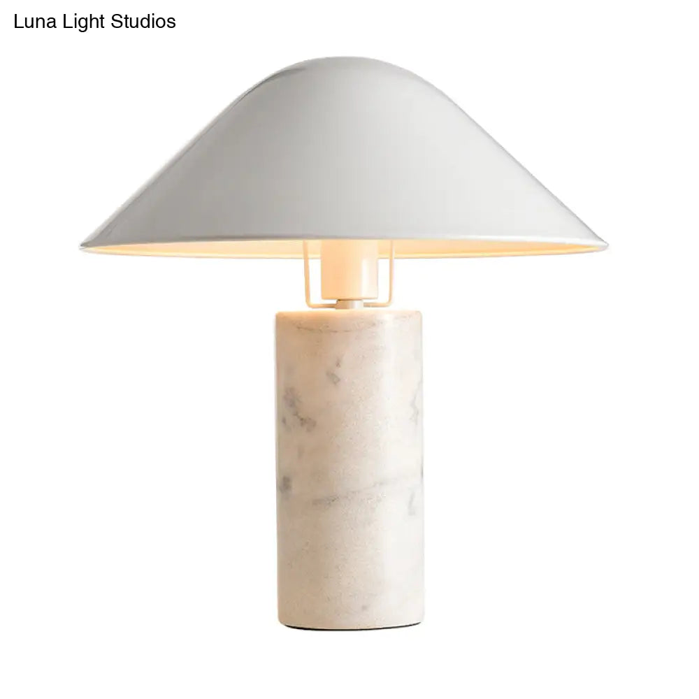 Modern White Desk Lamp With Wide Flare Metal Shade Perfect For Living Room Tasks