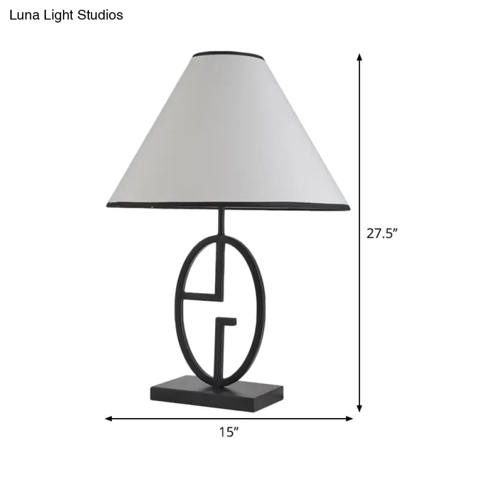 Modern White Fabric Table Light With Flare Design & Metal Base - Small Desk Lamp