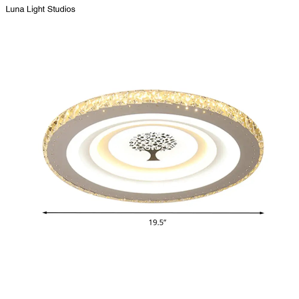Modern White Led Flush Mount Ceiling Light For Bedrooms - 10’/19.5’ Wide Acrylic Fixture
