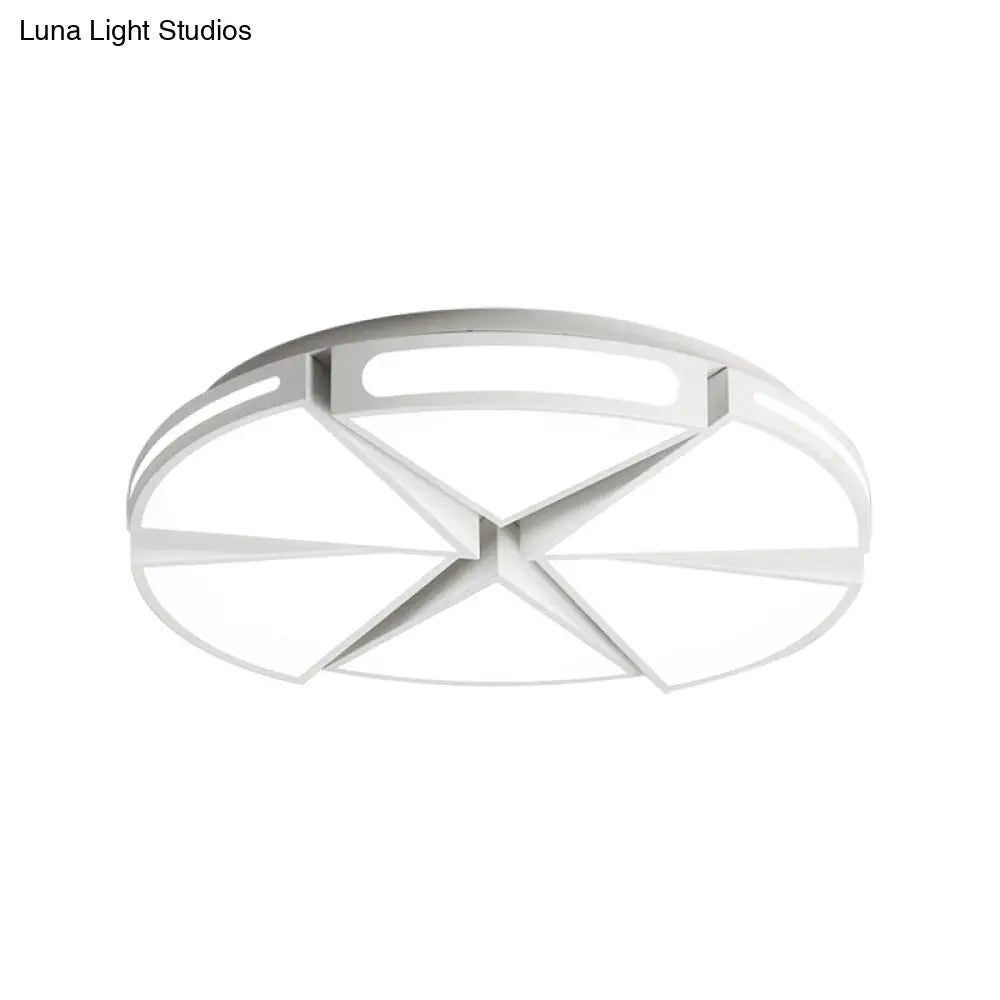 Modern White Round Ceiling Light For Kitchen Metal Flush Mount - 16’/19.5’ Lights With Black Accents