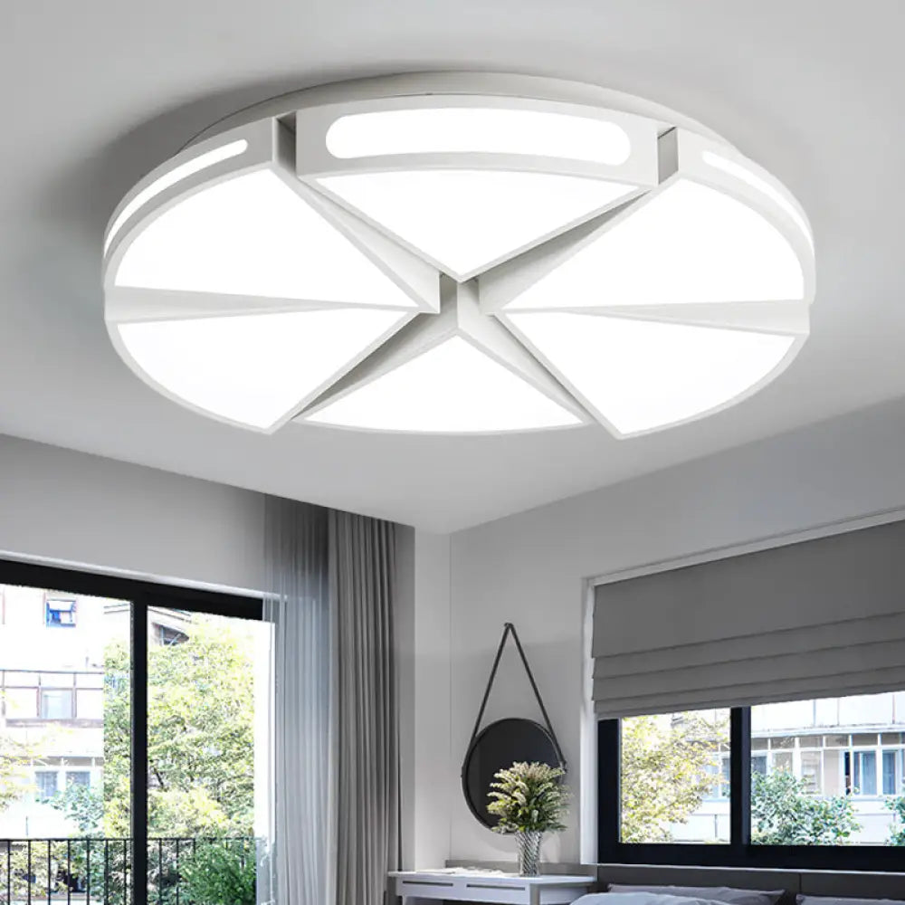 Modern White Round Ceiling Light For Kitchen Metal Flush Mount - 16’/19.5’ Lights With Black