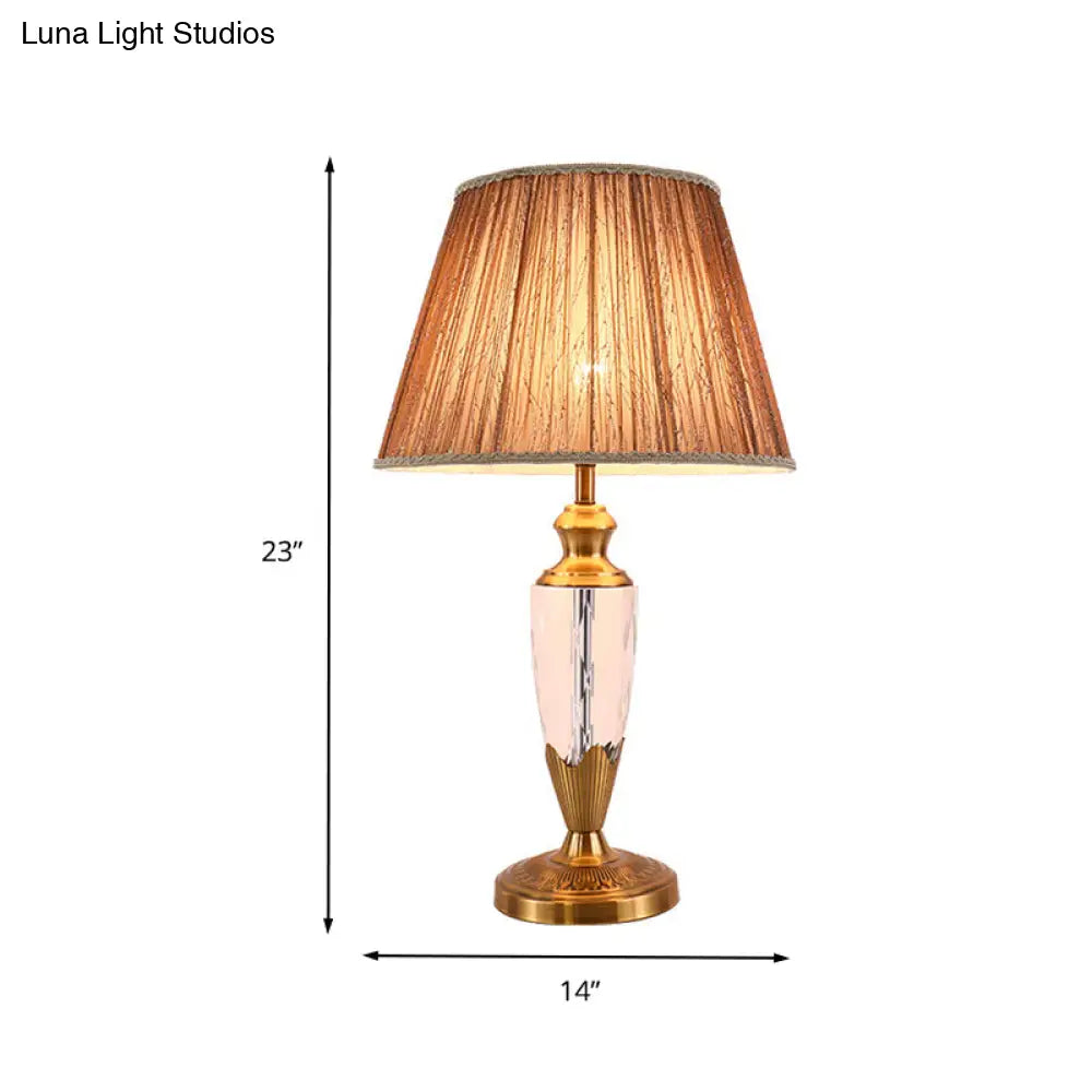 Modern Wide Flare Reading Light - Fabric Shade 1 Head Coffee Nightstand Lamp | Available In 14 Or 16