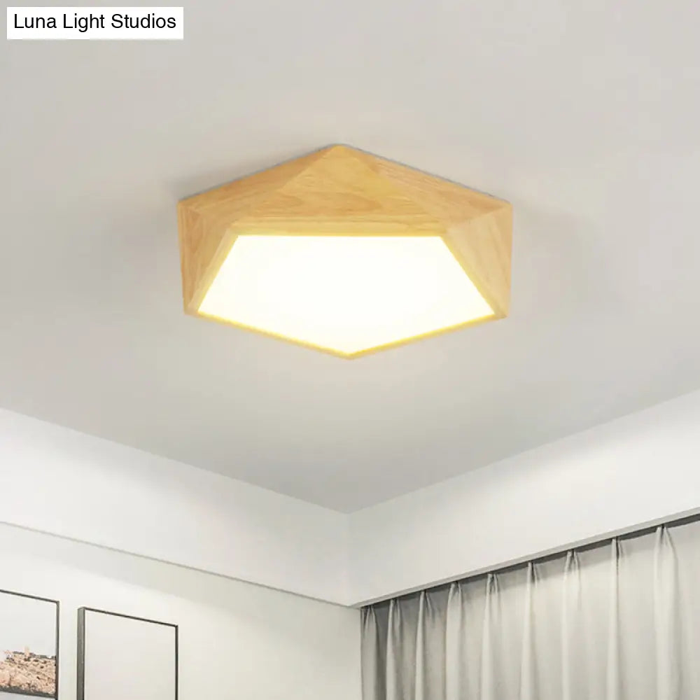 Modern Wood Frame Led Ceiling Light - Beige Warm/White 16.5’/20.5’/24.5’ Wide
