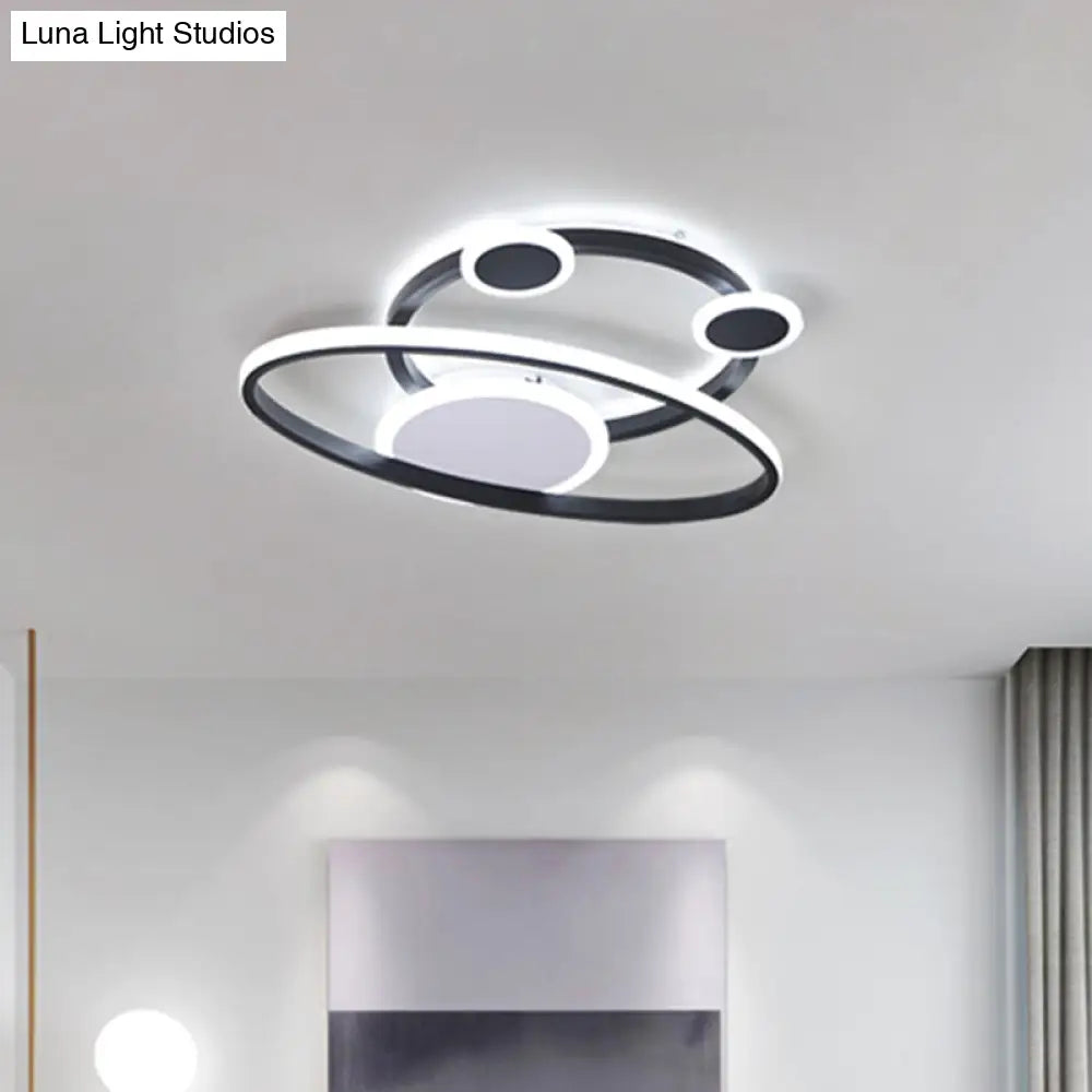 Modernist Acrylic Led Bedroom Ceiling Lamp - 16.5’/20.5’ W Oval Ring Flush Mount Light Black