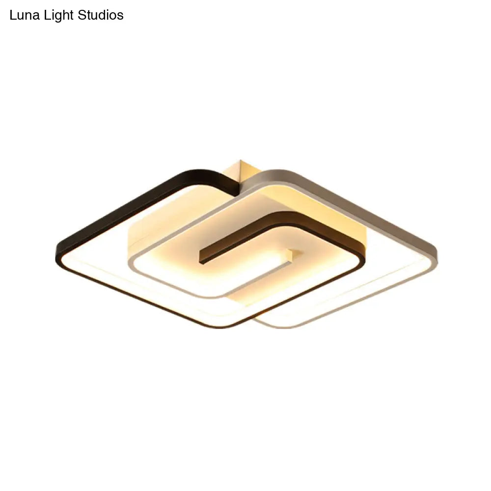 Modernist Black And White Led Flush Mount Ceiling Light For Bedroom 18’/21.5’ Wide