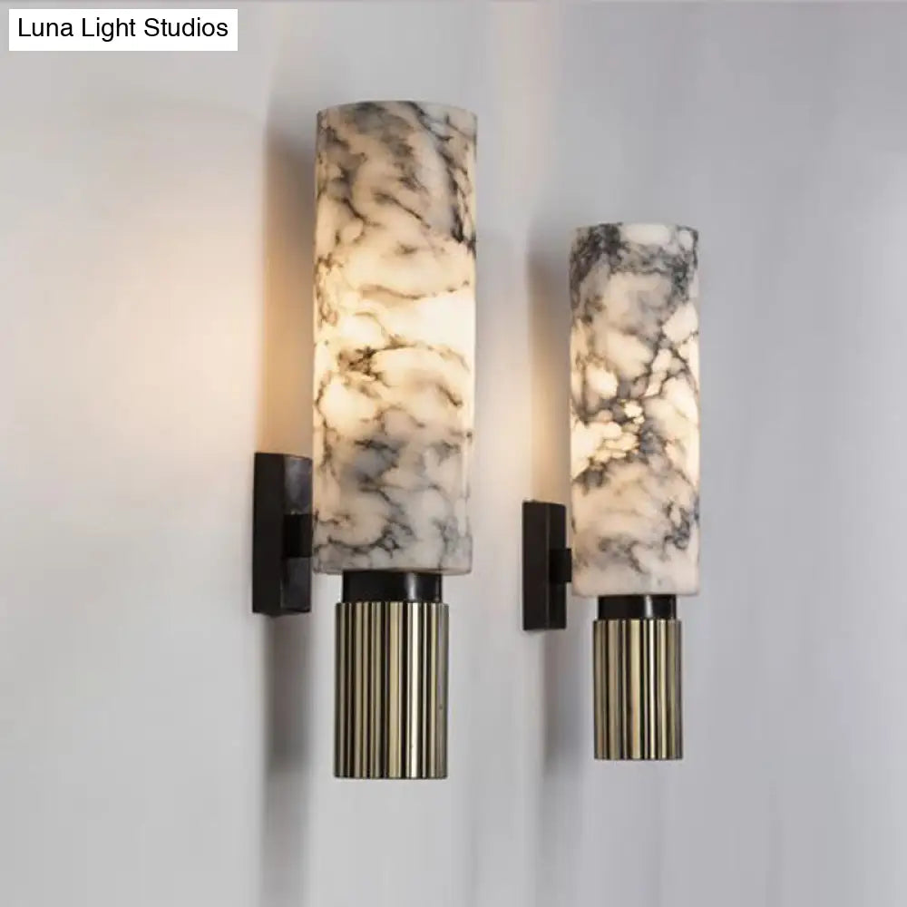 Modernist Black Cylinder Coffee House Wall Sconce Light - Dolomite 1-Light Mount Lamp
