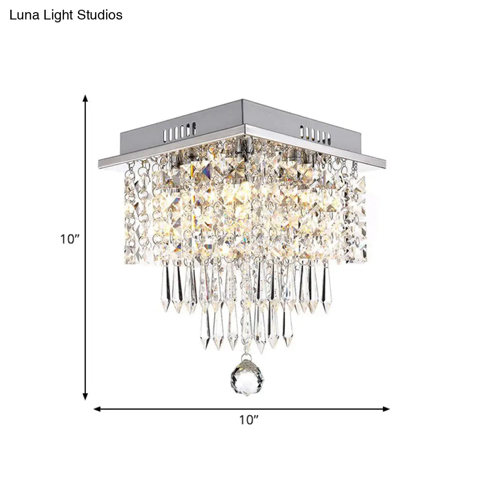 Modernist Crystal Led Chrome Ceiling Light