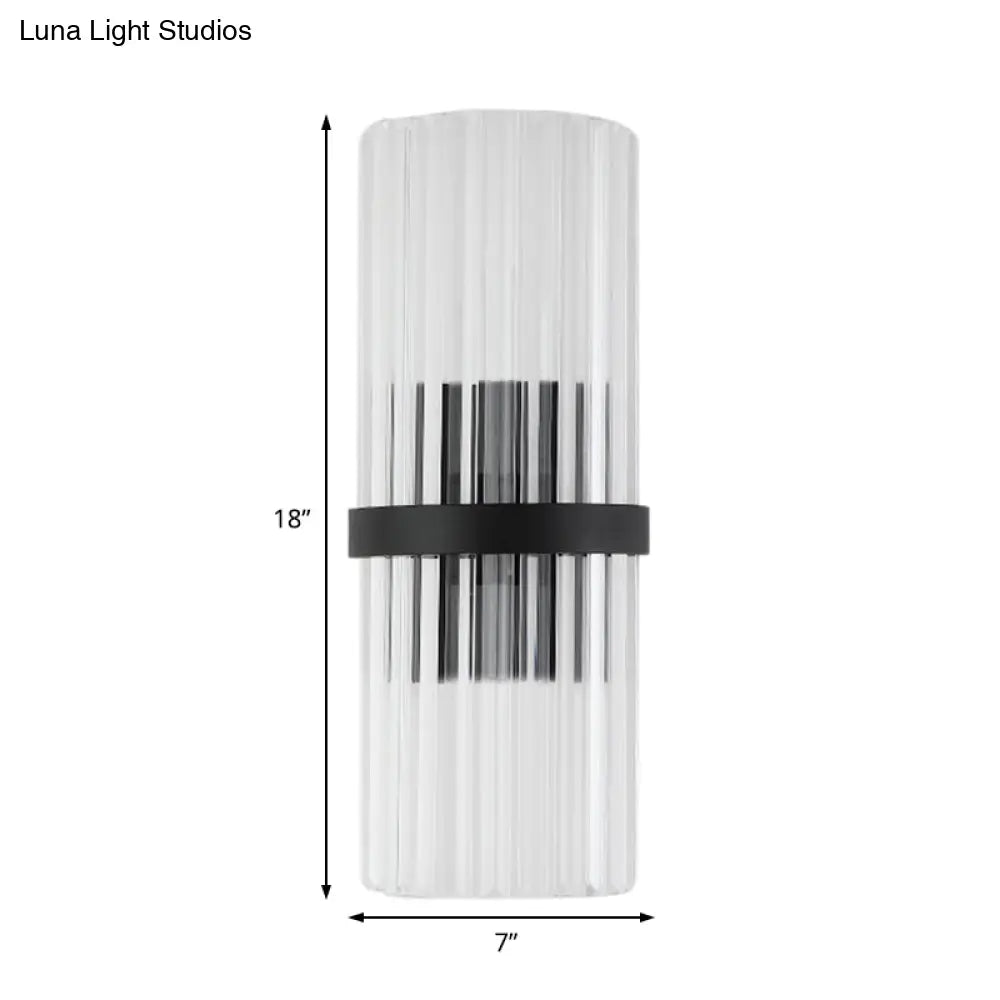 Modernist Half-Light Pipe Wall Sconce Lamp: Metal & Crystal Black Finish Perfect For Dining Room