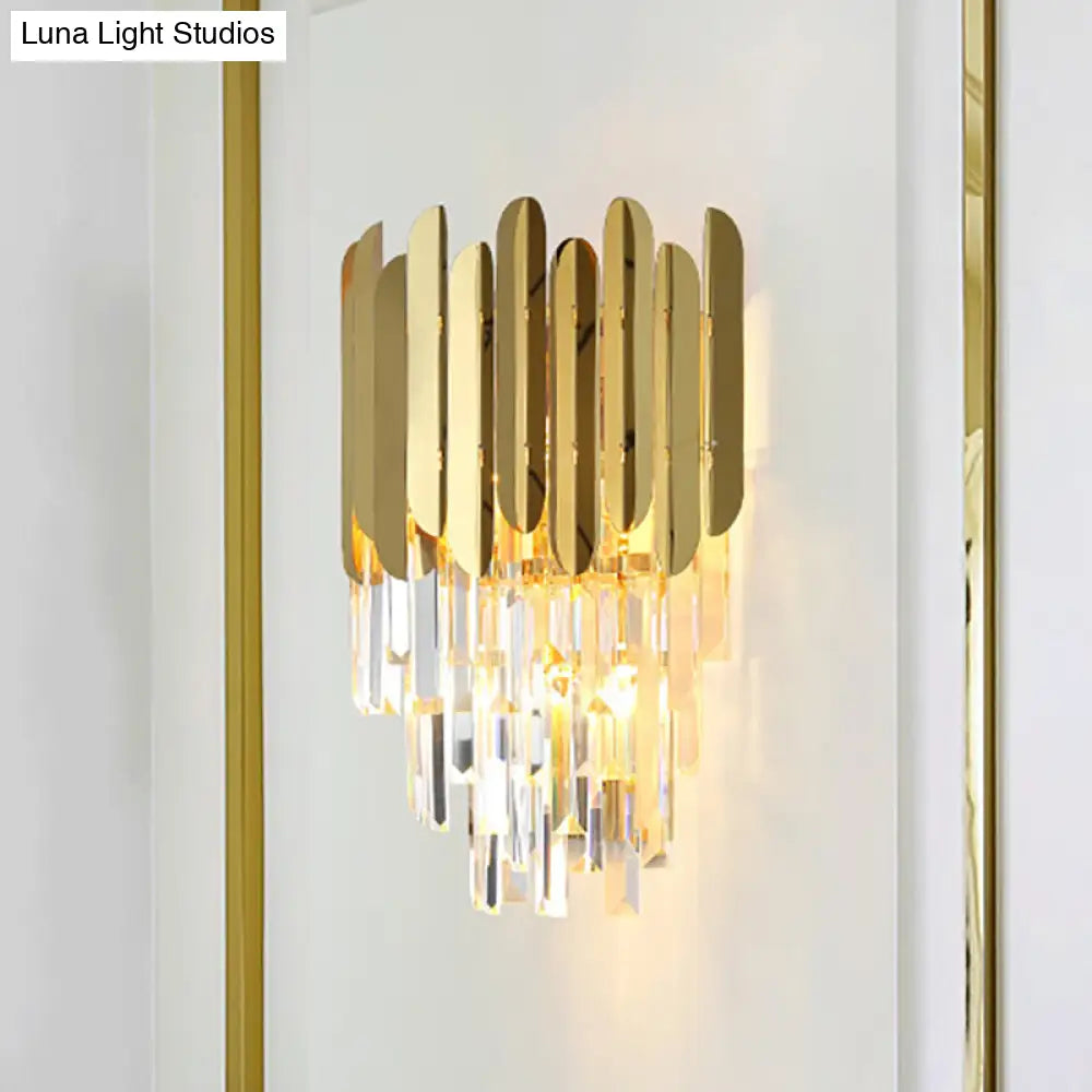 Modernist Metal And Crystal Bedside Wall Lamp With 1 Brass Light