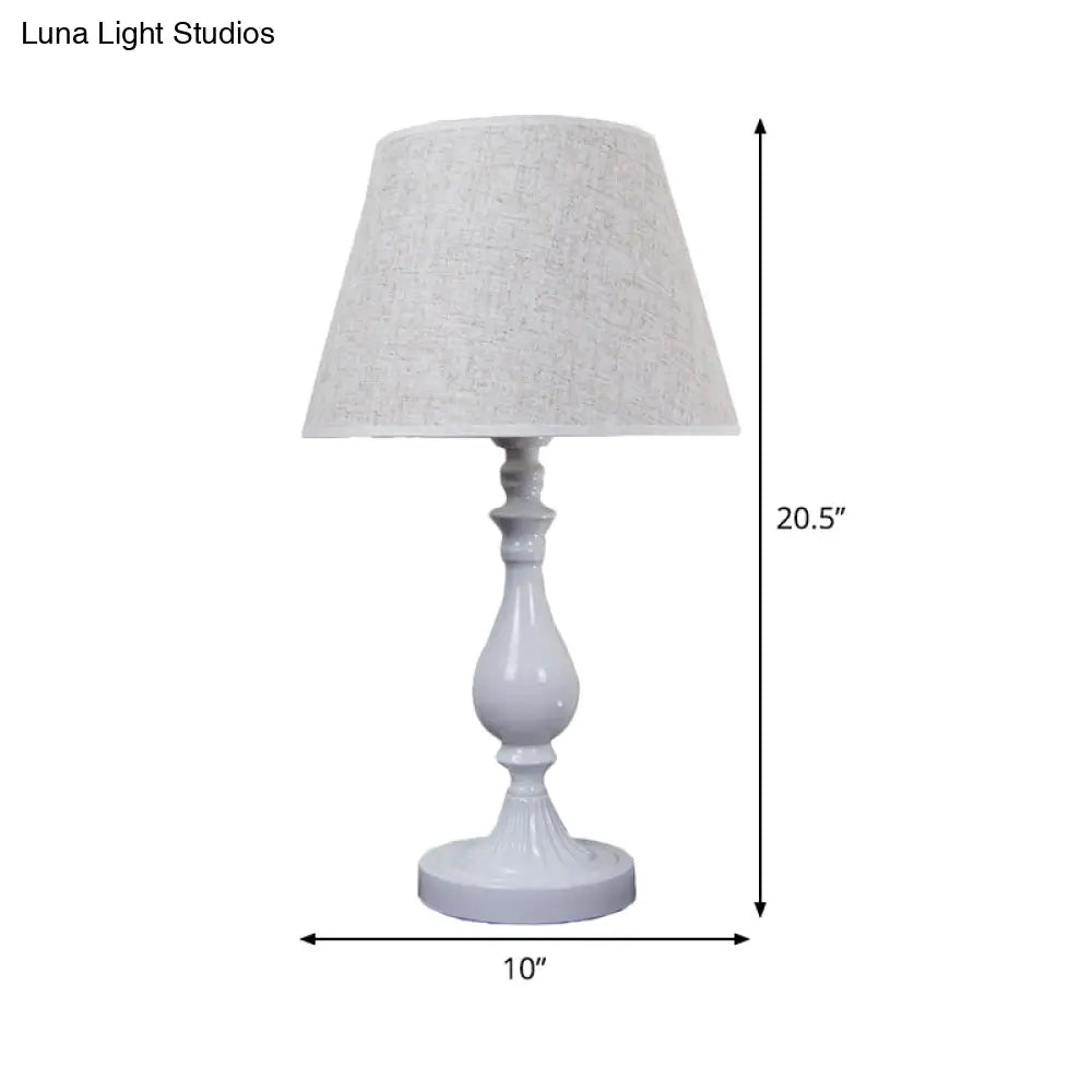 Modernist Metallic Desk Lamp: Urn-Shaped White Table Light With Fabric Shade