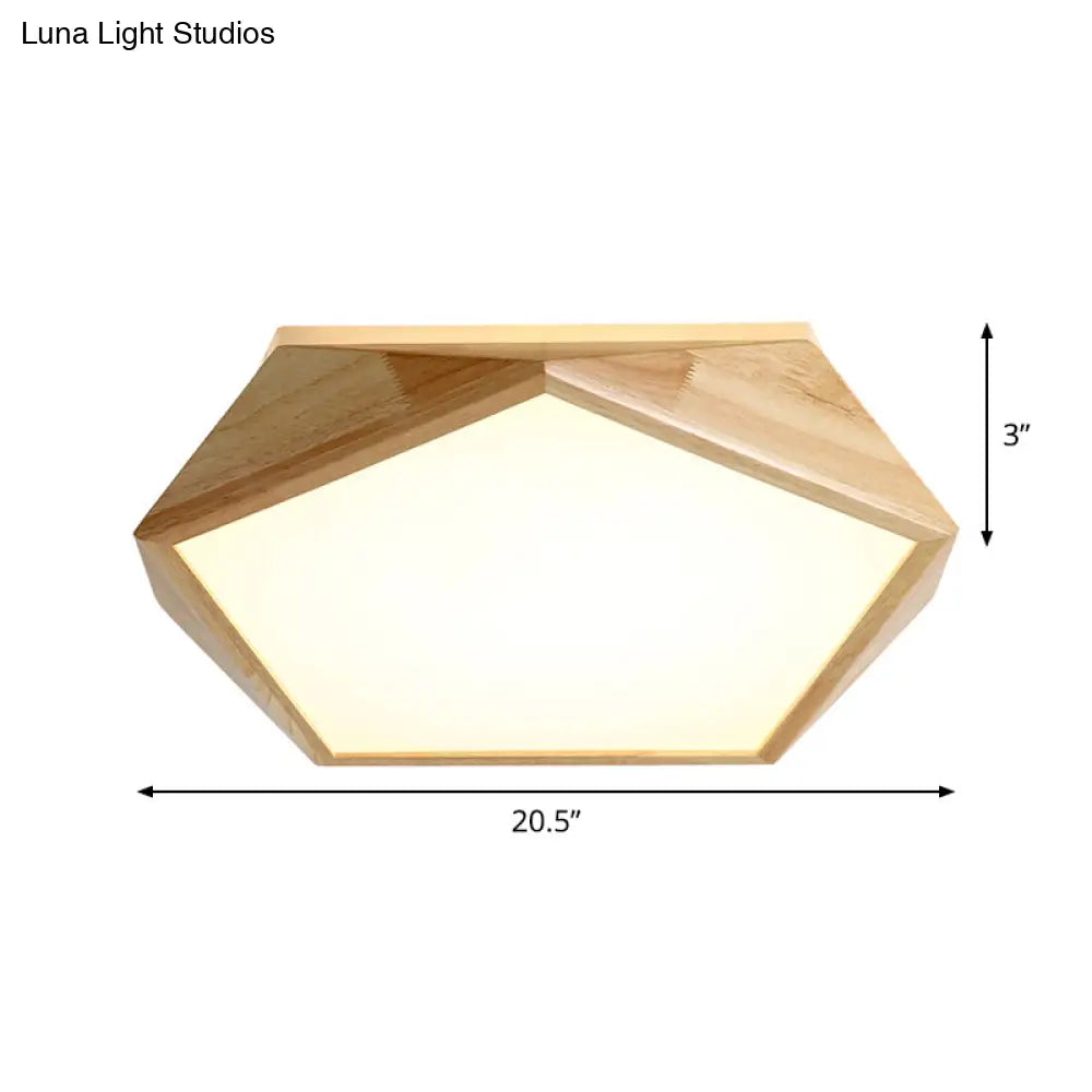 Modernist Pentagon Led Flush Mount Lamp In Beige Warm/White Light - 16.5’/20.5’ Wide Ideal For