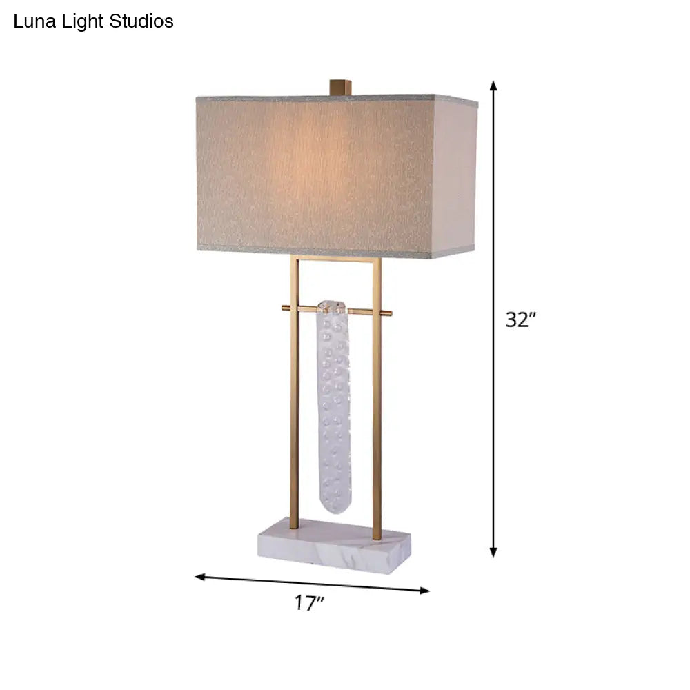 Modernist Rectangle Reading Light White Nightstand Lamp For Bedroom