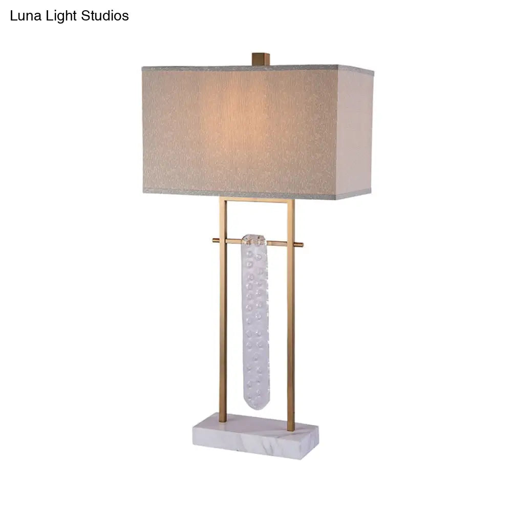 Modernist Rectangle Reading Light White Nightstand Lamp For Bedroom