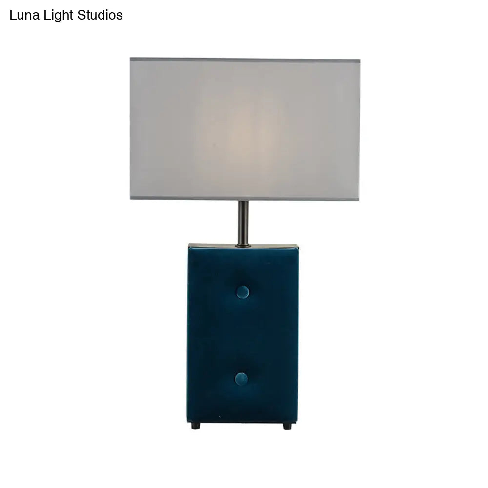 Modernist Rectangle Task Light For Reading Fabric Shade 1-Bulb In Blue
