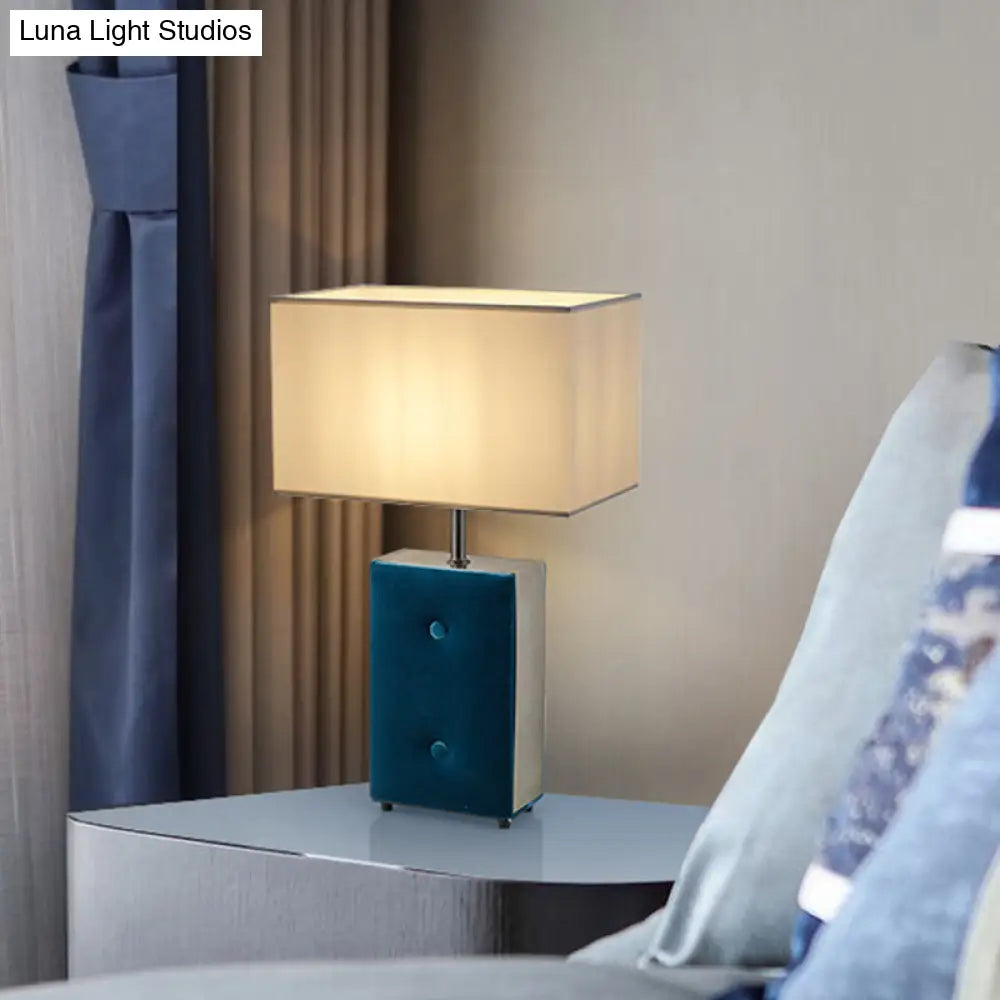 Modernist Rectangle Task Light For Reading Fabric Shade 1-Bulb In Blue