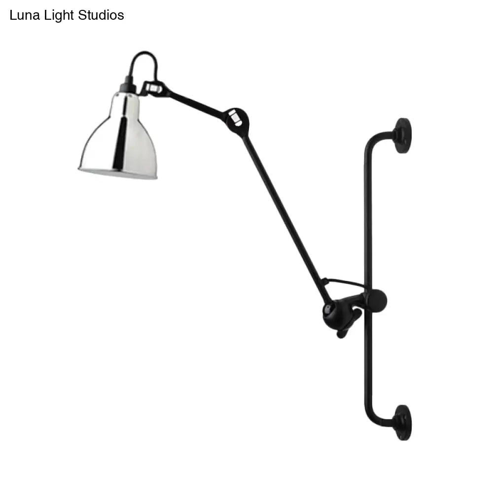 Modernist Style Black/White Dome Shade Wall Light With Adjustable Metal Lamp - Ideal For Dining Room