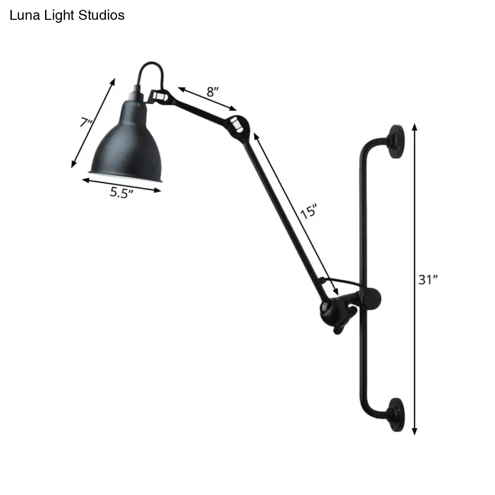 Modernist Style Black/White Dome Shade Wall Light With Adjustable Metal Lamp - Ideal For Dining Room
