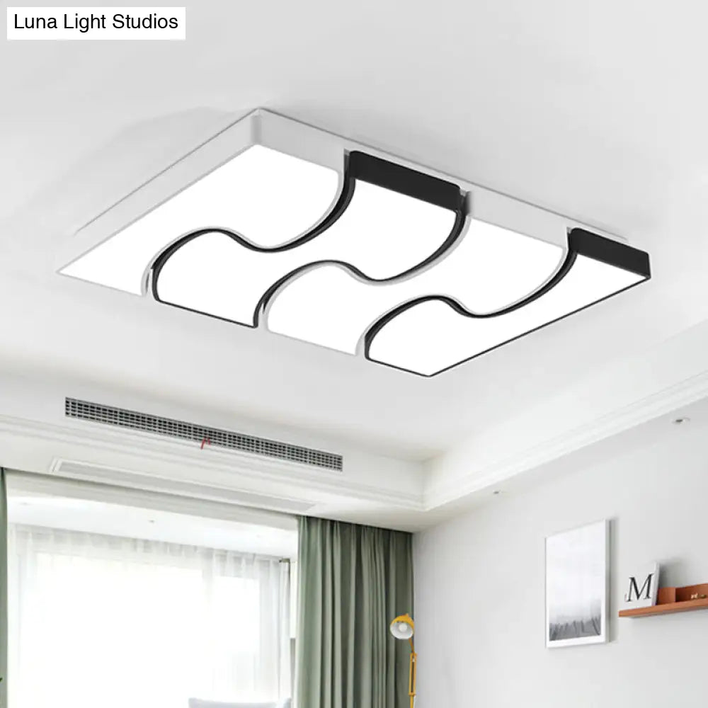 Modernist Style Led Flush Mount Lighting In White - 16.5’/27’ Width For Living Room
