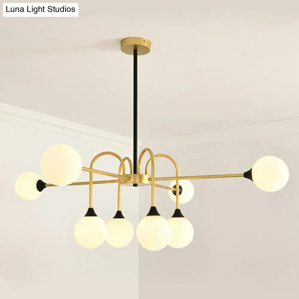 Modo Glass Suspension Light - Nordic 8-Head Chandelier in Gold Finish for Dining Room
