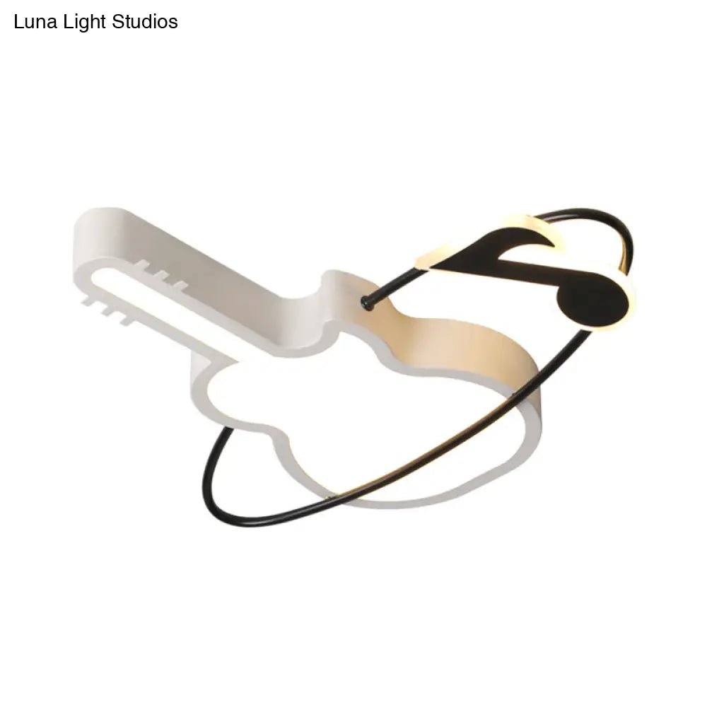 Musical Note Acrylic Led Ceiling Light For Bedroom - Contemporary White Flushmount