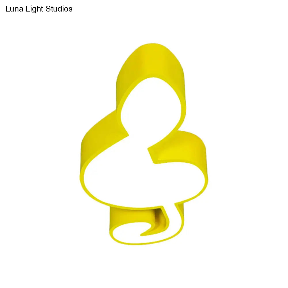 Musical Note Led Ceiling Lamp In Red/Green/Yellow For Kindergarten