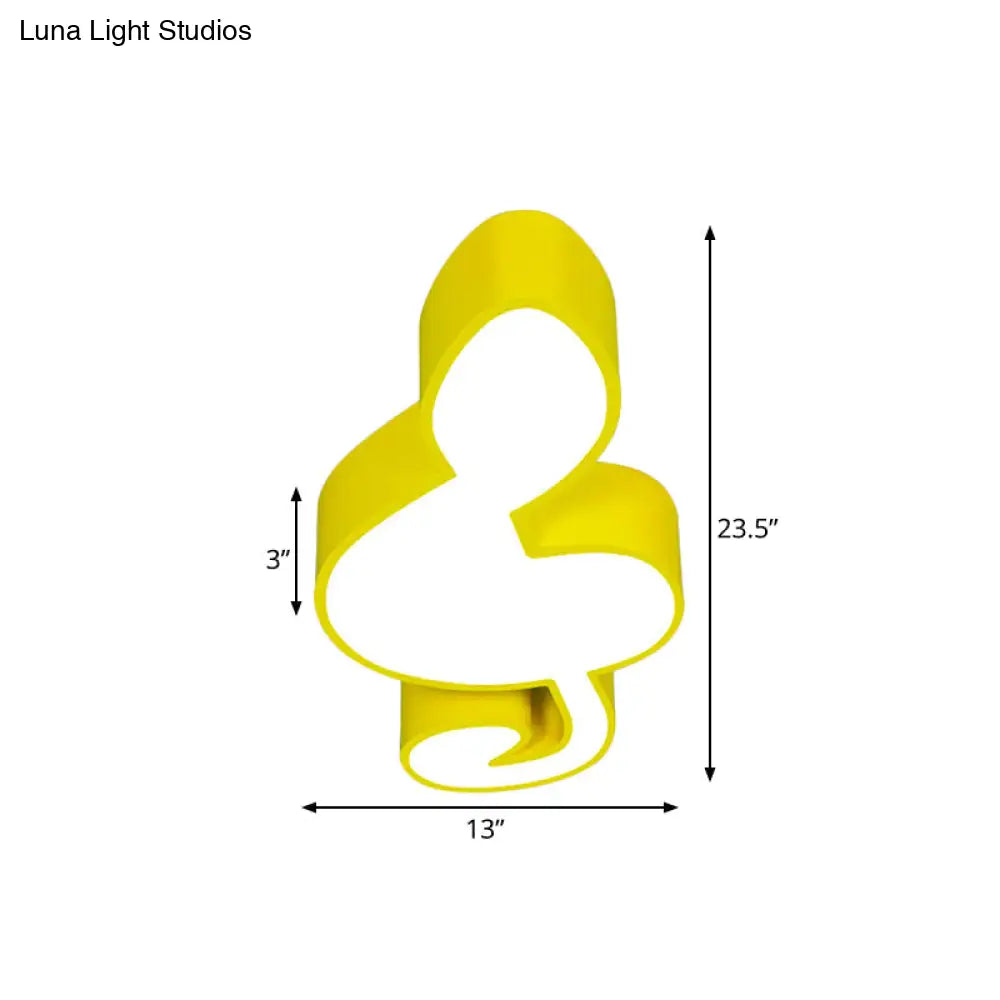 Musical Note Led Ceiling Lamp In Red/Green/Yellow For Kindergarten