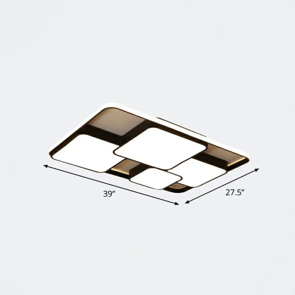 Nordic Acrylic Led Flush - Mount Ceiling Light For Bedrooms - Overlapping Style Black / 39’ Warm