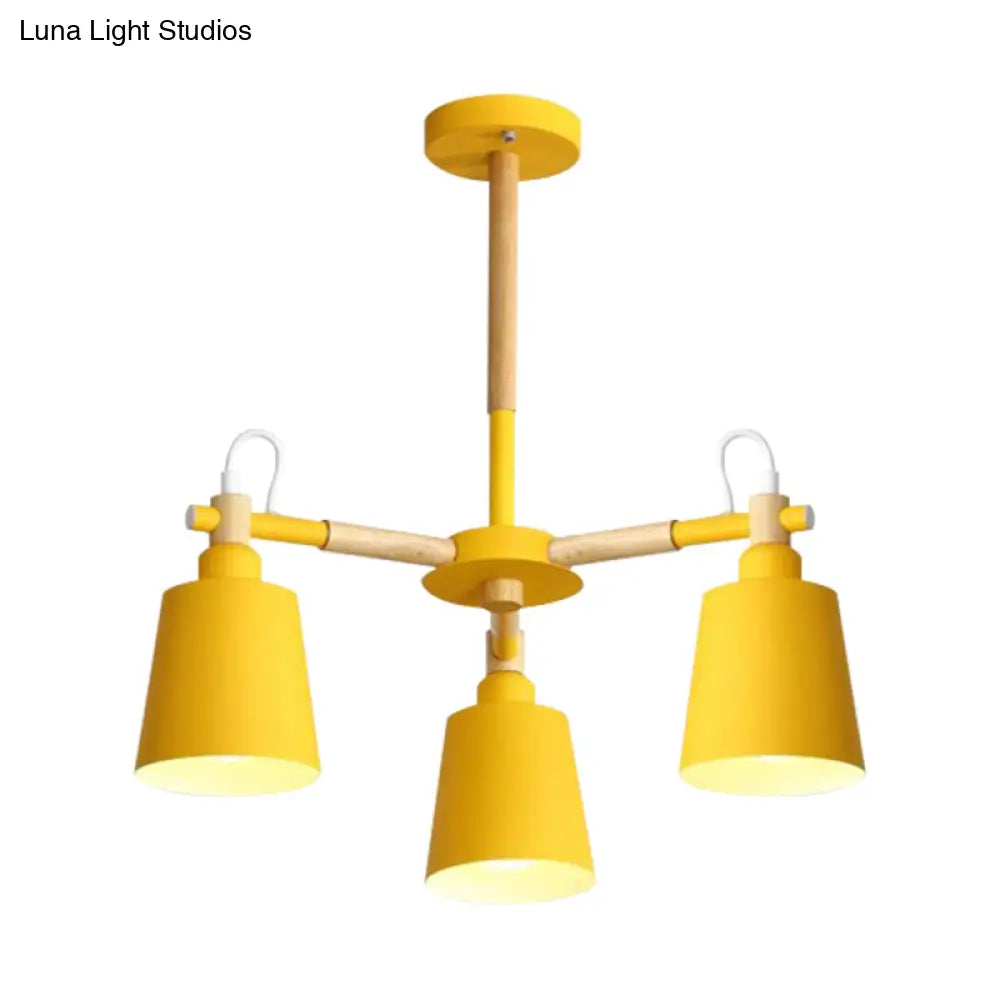 Nordic Contemporary Hanging Light - Cloth Shop Bucket Chandelier With Metal Frame (3 Lights)