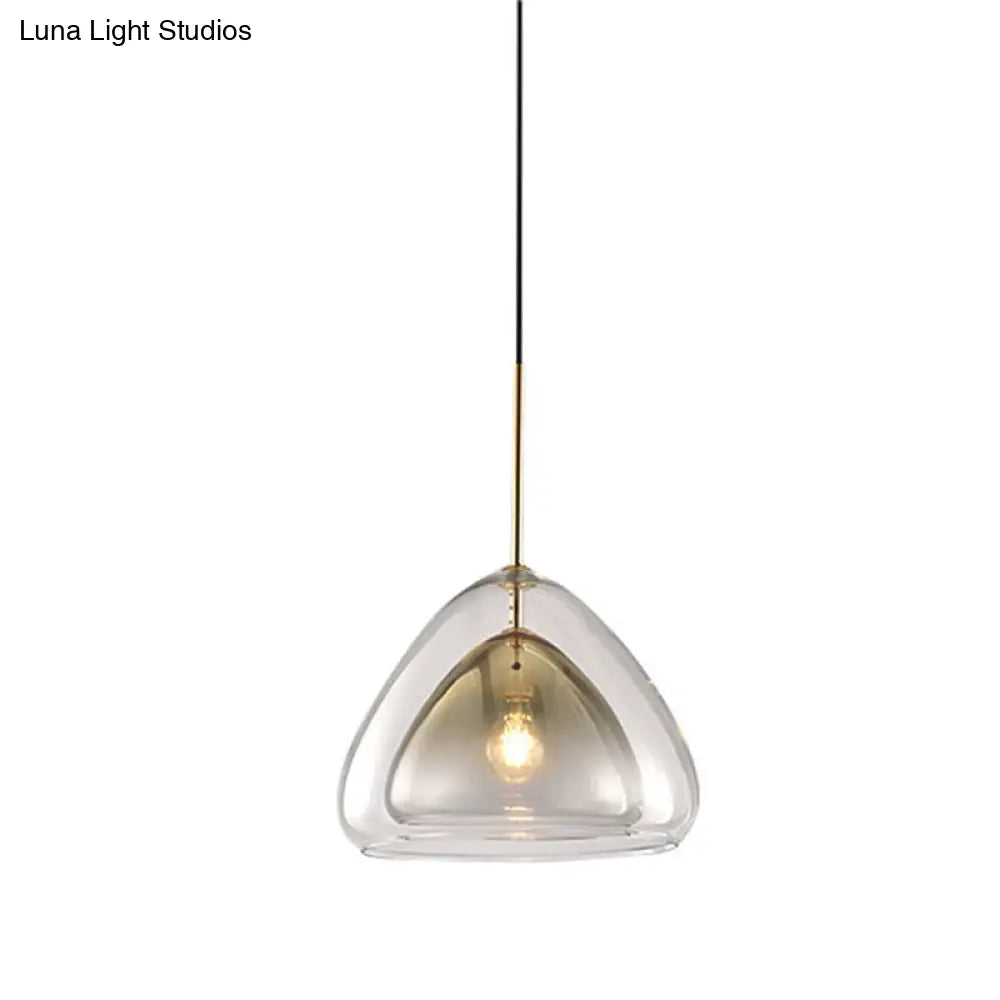 Nordic Double Glass Cone Pendant Light Fixture - 12’’/14’’ Wide Champagne Suspension