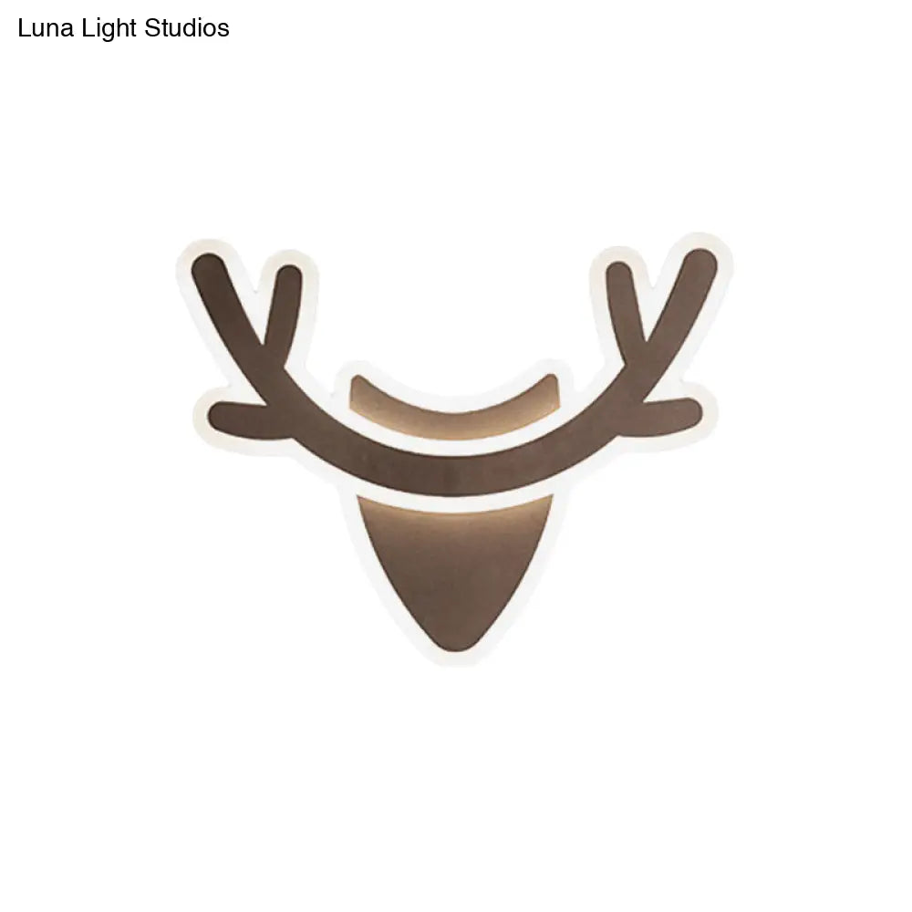 Nordic Flush Mount Wall Sconce With Led Light Coffee Heart Shape/Black Wifi Acrylic Shade And Elk