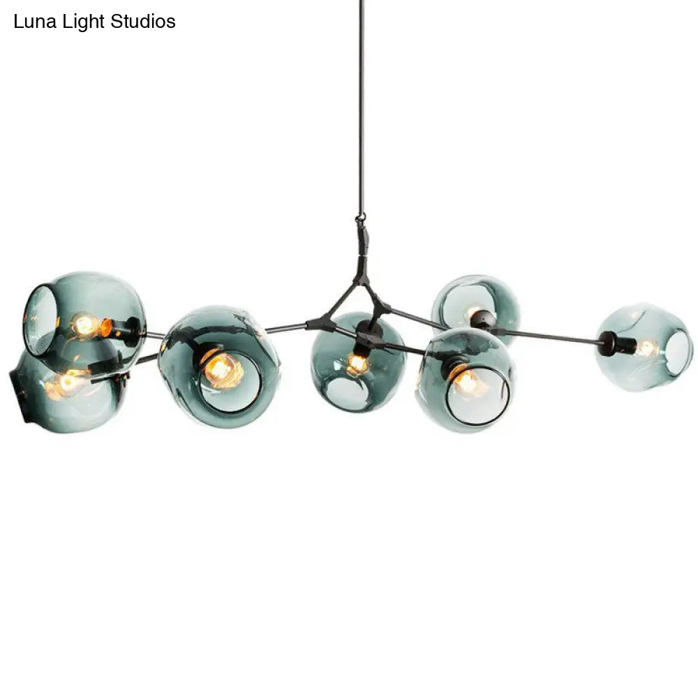 Nordic Glass Pendant Chandelier - 7 Heads Dimple Lighting For Living Room