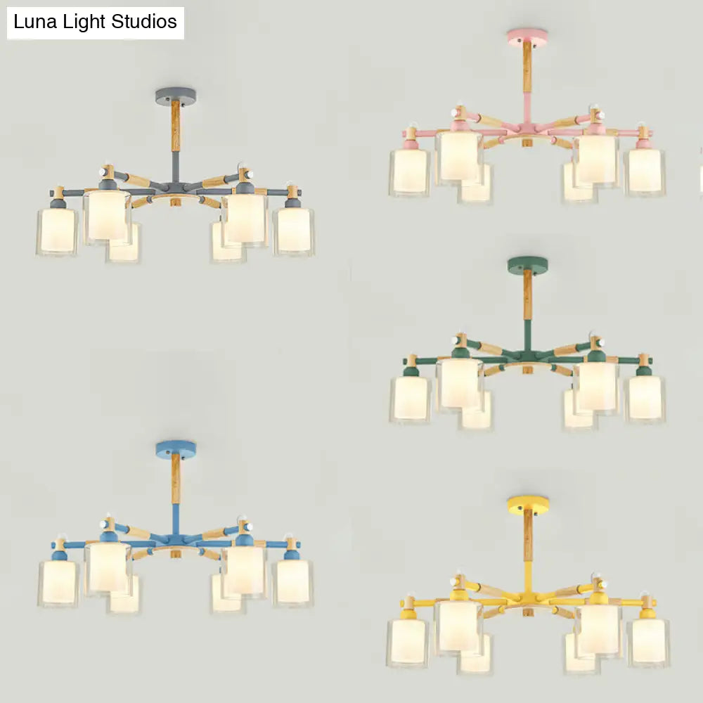 Nordic Glass Pendant Light Fixture With 6 Bulbs For Bedroom