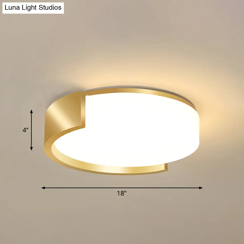 Nordic Gold Flush Mount Ceiling Light With Acrylic Shade / 18 Warm
