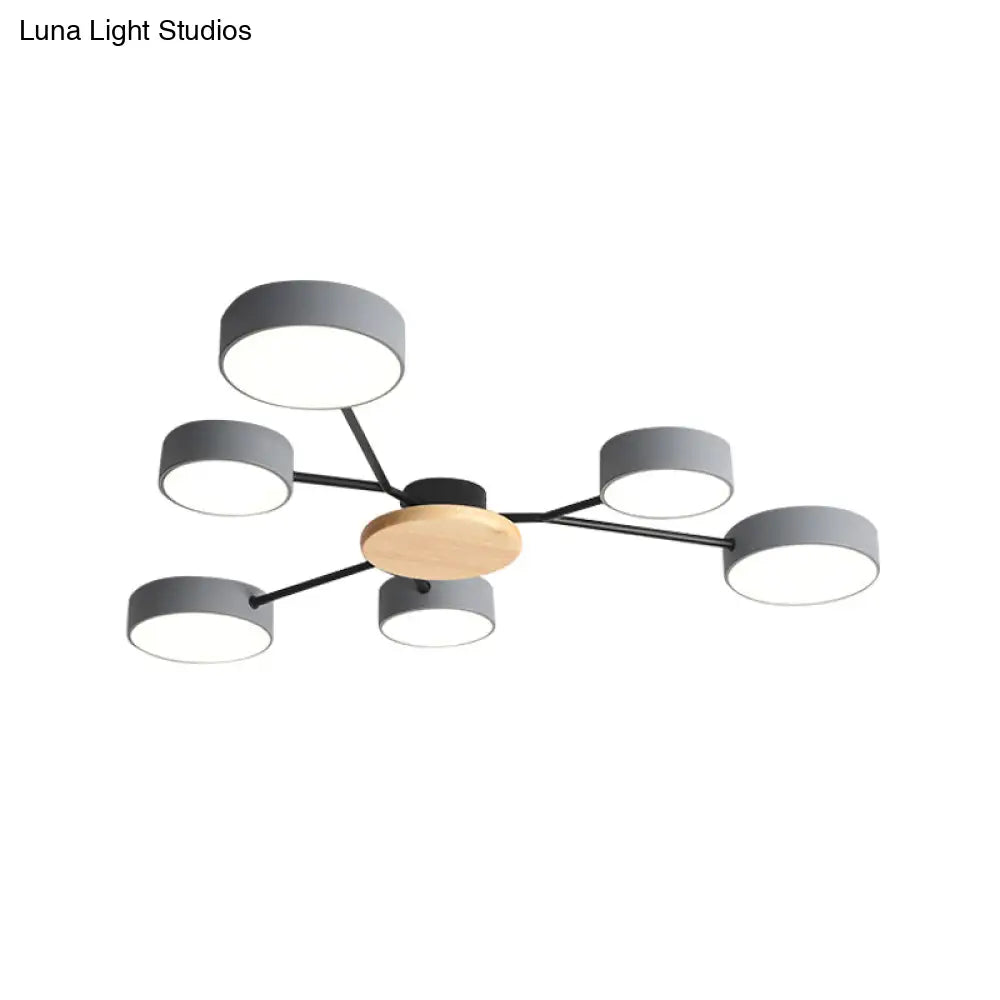 Nordic Grey - Wood Led Ceiling Lamp For Bedroom - 25.5’/31’ Width