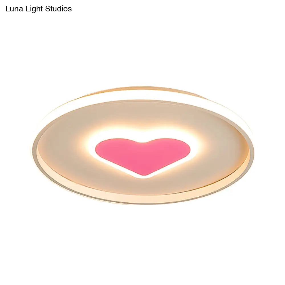 Nordic Heart Flush Mounted Led Bedroom Light - Pink/Black/White