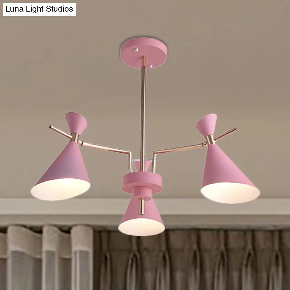 Nordic Horn-Shaped Iron Hanging Lamp Fixture With 3 Lights For Dining Room